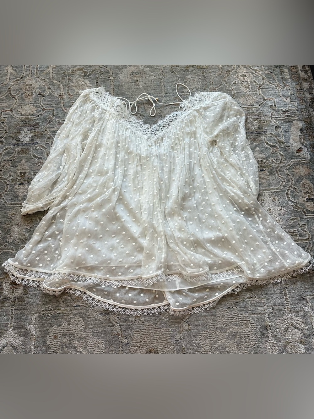 Zimmermann White Sheer Swiss Dot Blouse